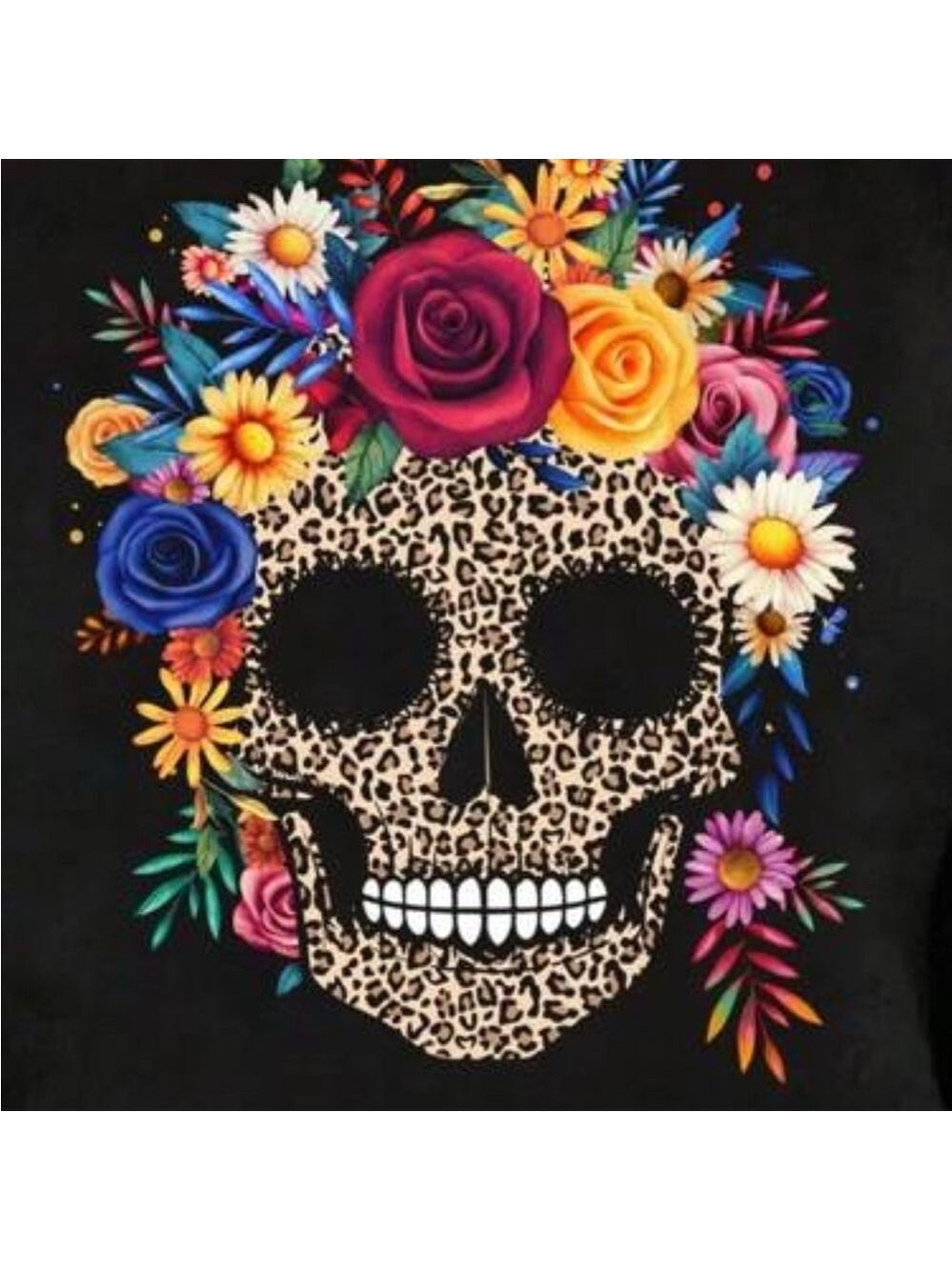 Floral Skull Graphic Tee - white tshirt